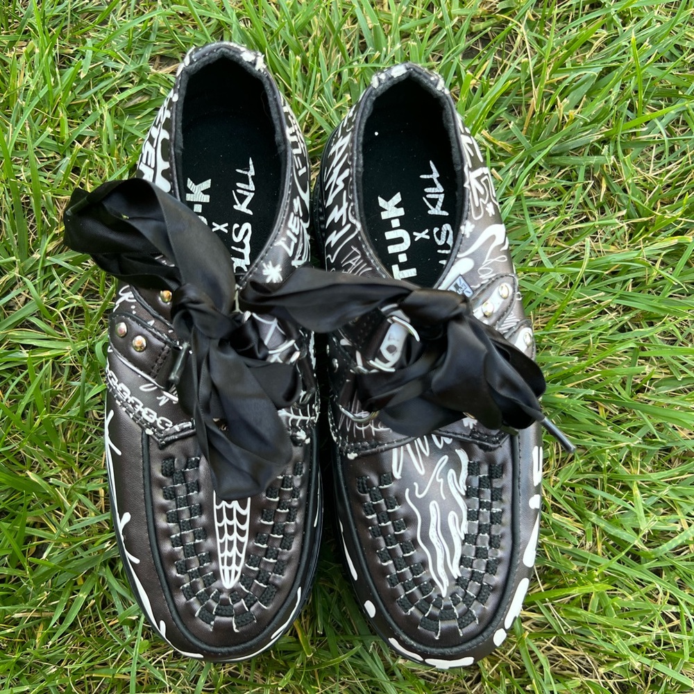 TUL x Dollskill Black and White Graphic Creeper Platform Shoes